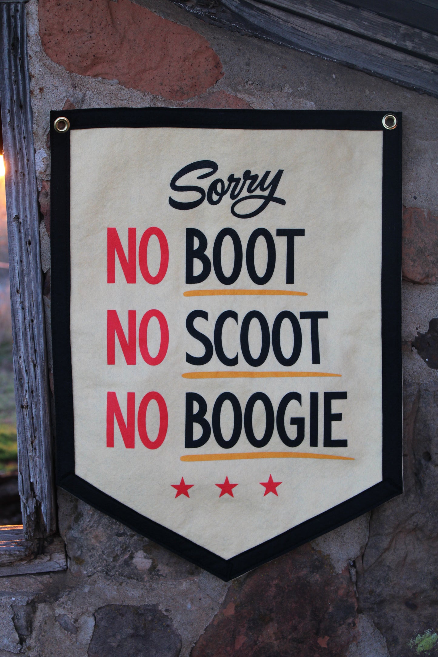 No Boot No Scoot No Boogie Camp Flag