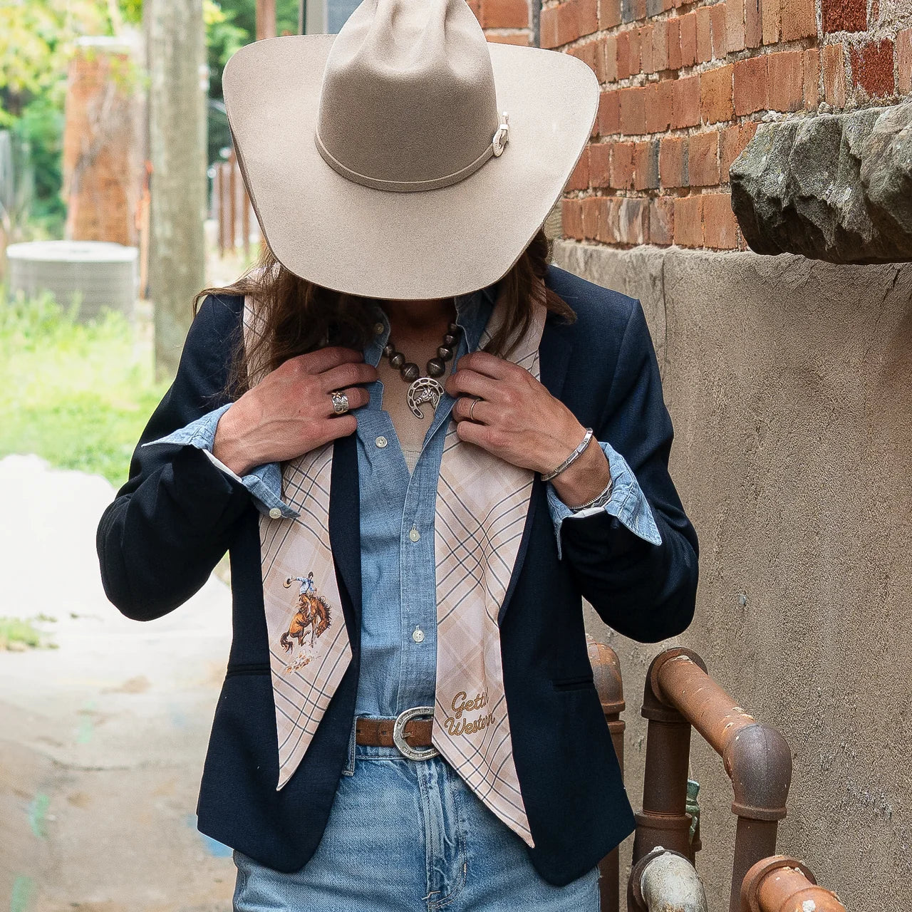 Boli™ - Gettin' Western - Tan & Blue Plaid