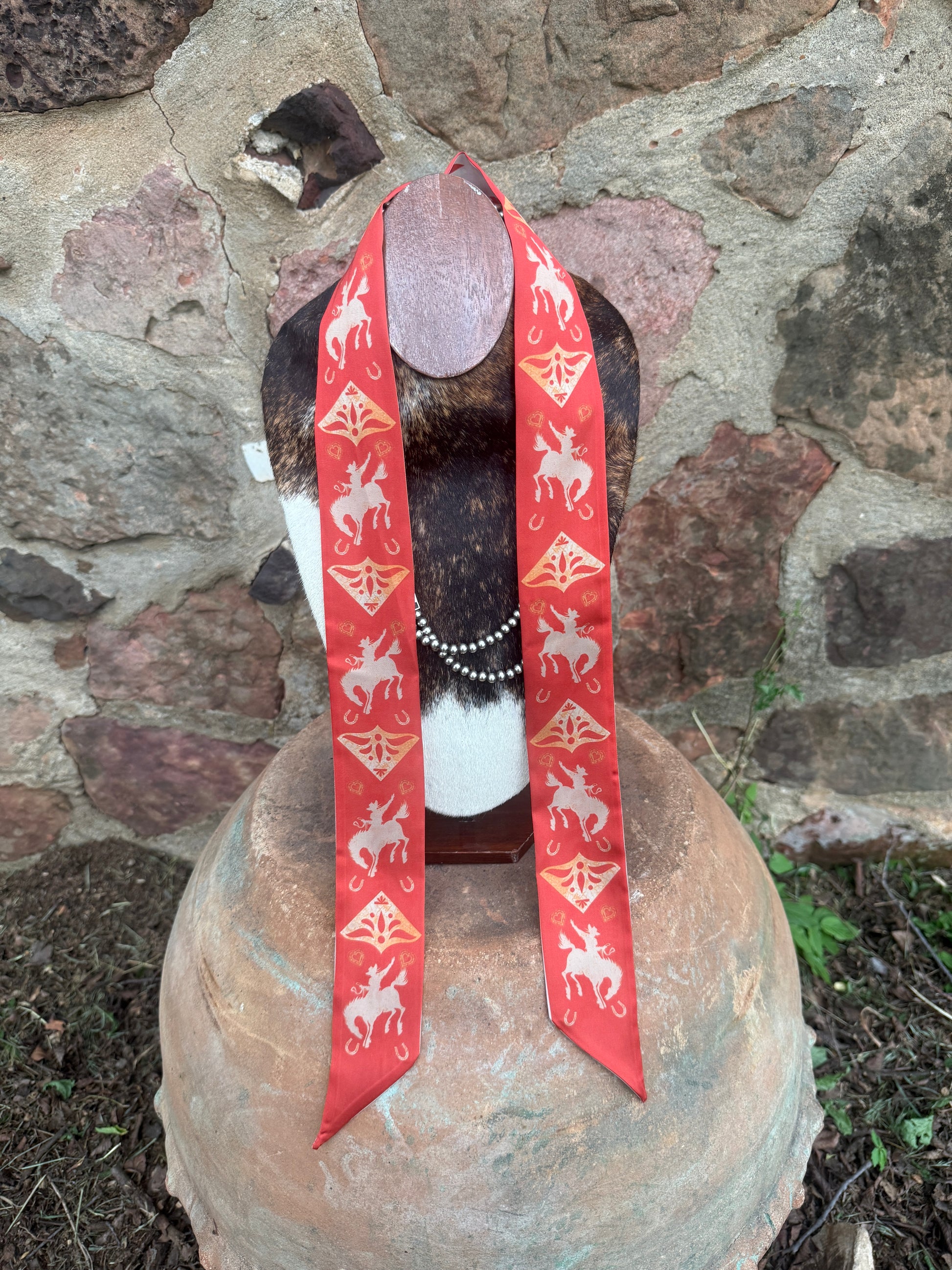 Red and cream scarf