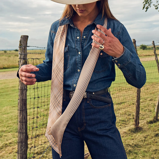 Boli™ - Gettin' Western - Tan & Blue Plaid