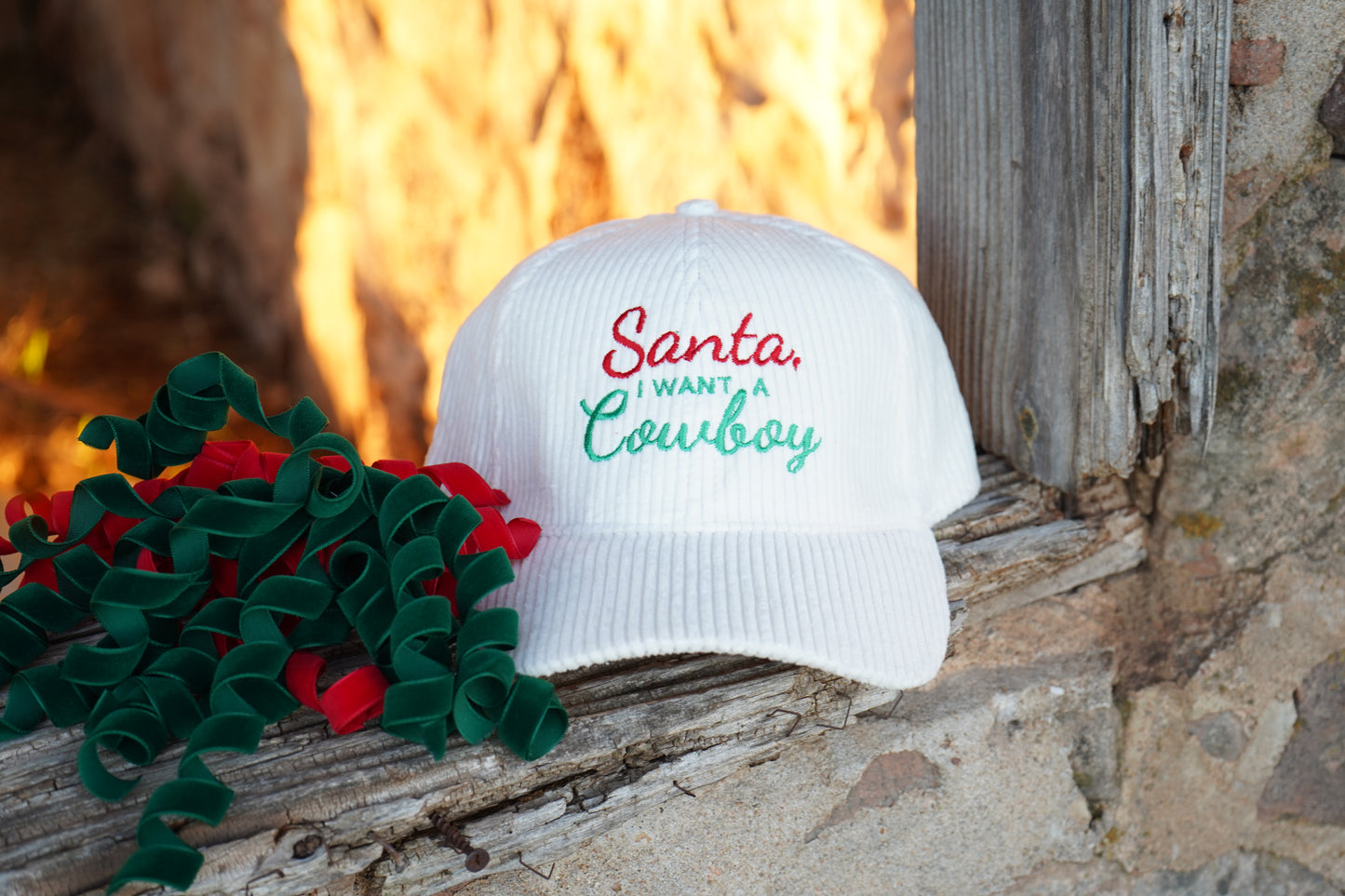 Santa I want a Cowboy Corduroy Baseball Cap