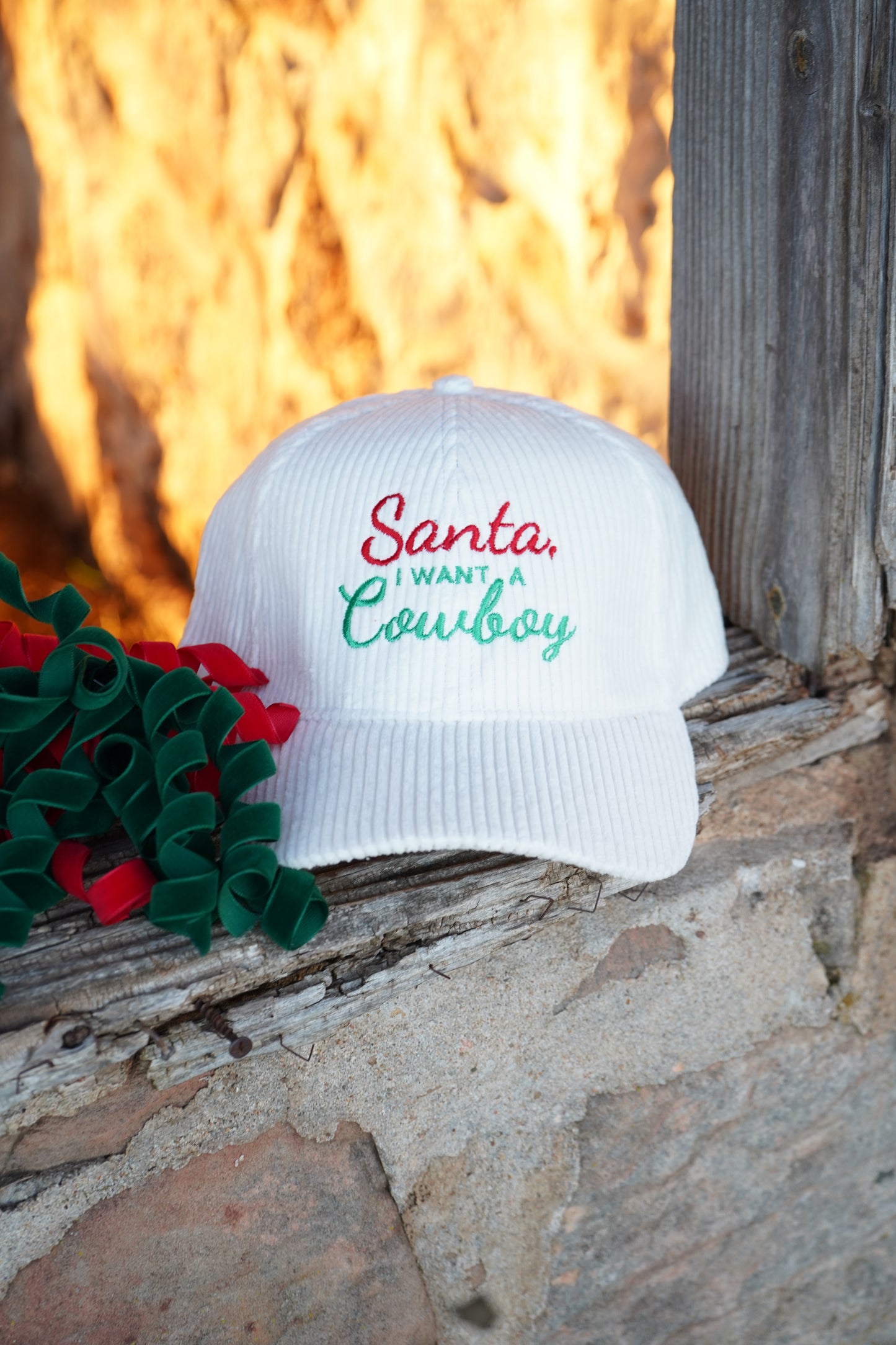 Santa I want a Cowboy Corduroy Baseball Cap