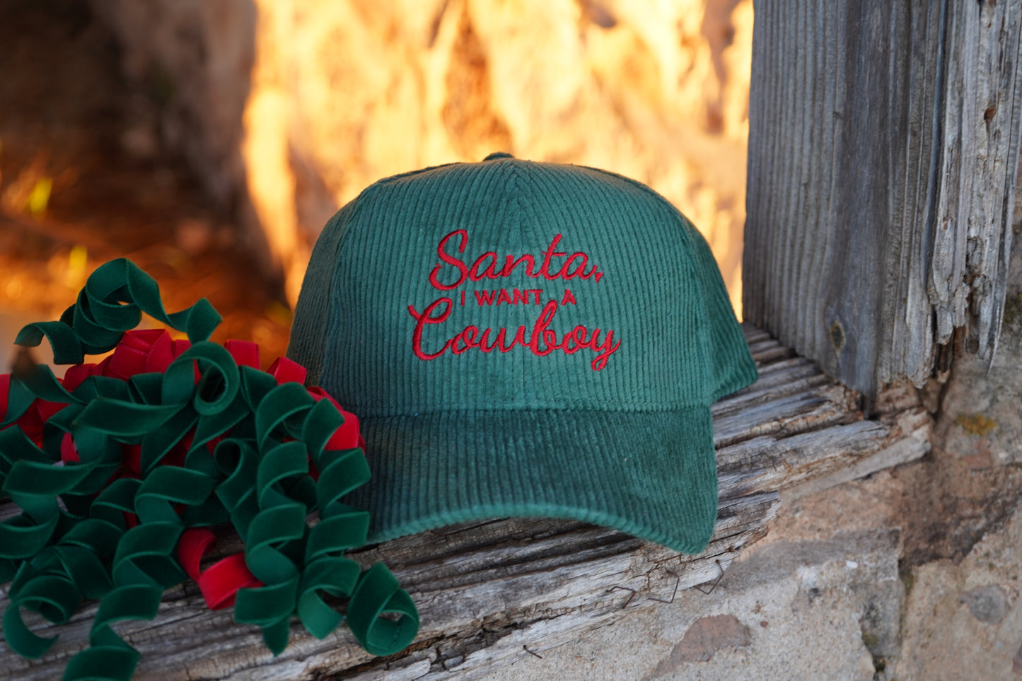 Santa I want a Cowboy Corduroy Baseball Cap