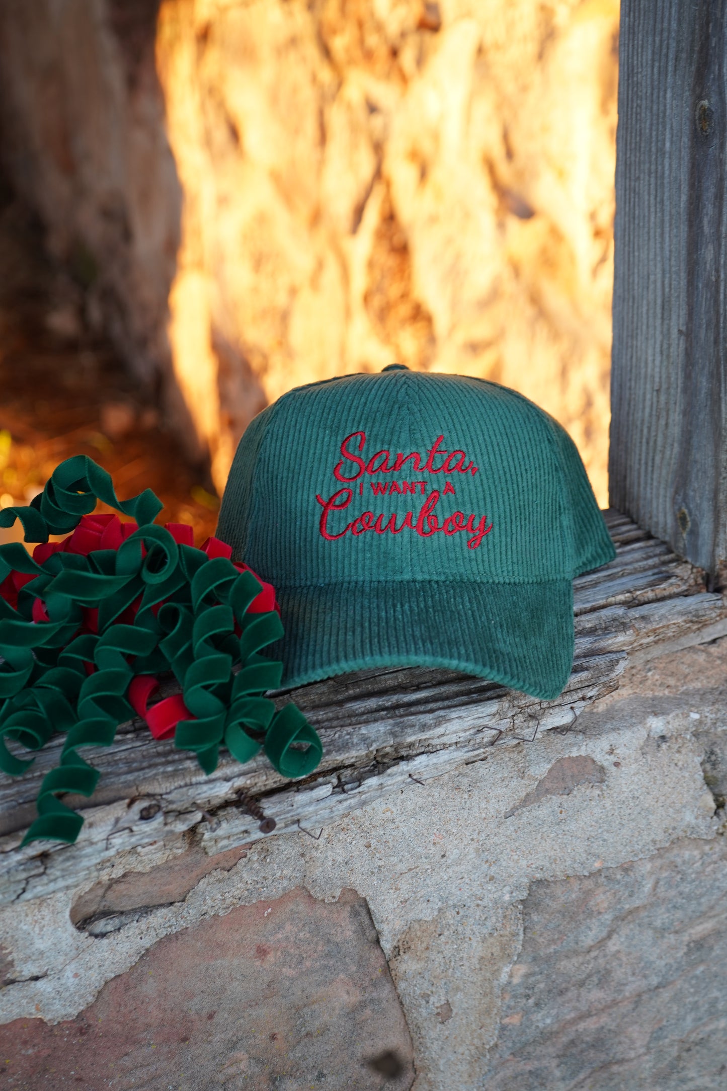 Santa I want a Cowboy Corduroy Baseball Cap