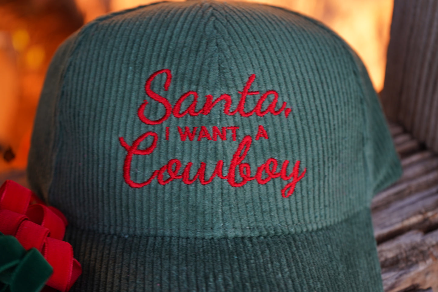 Santa I want a Cowboy Corduroy Baseball Cap