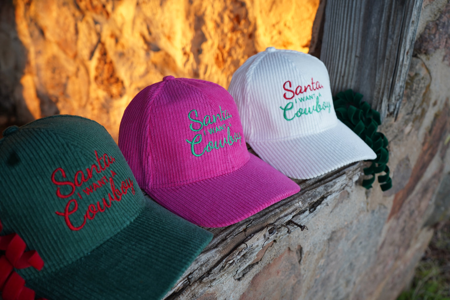 Santa I want a Cowboy Corduroy Baseball Cap