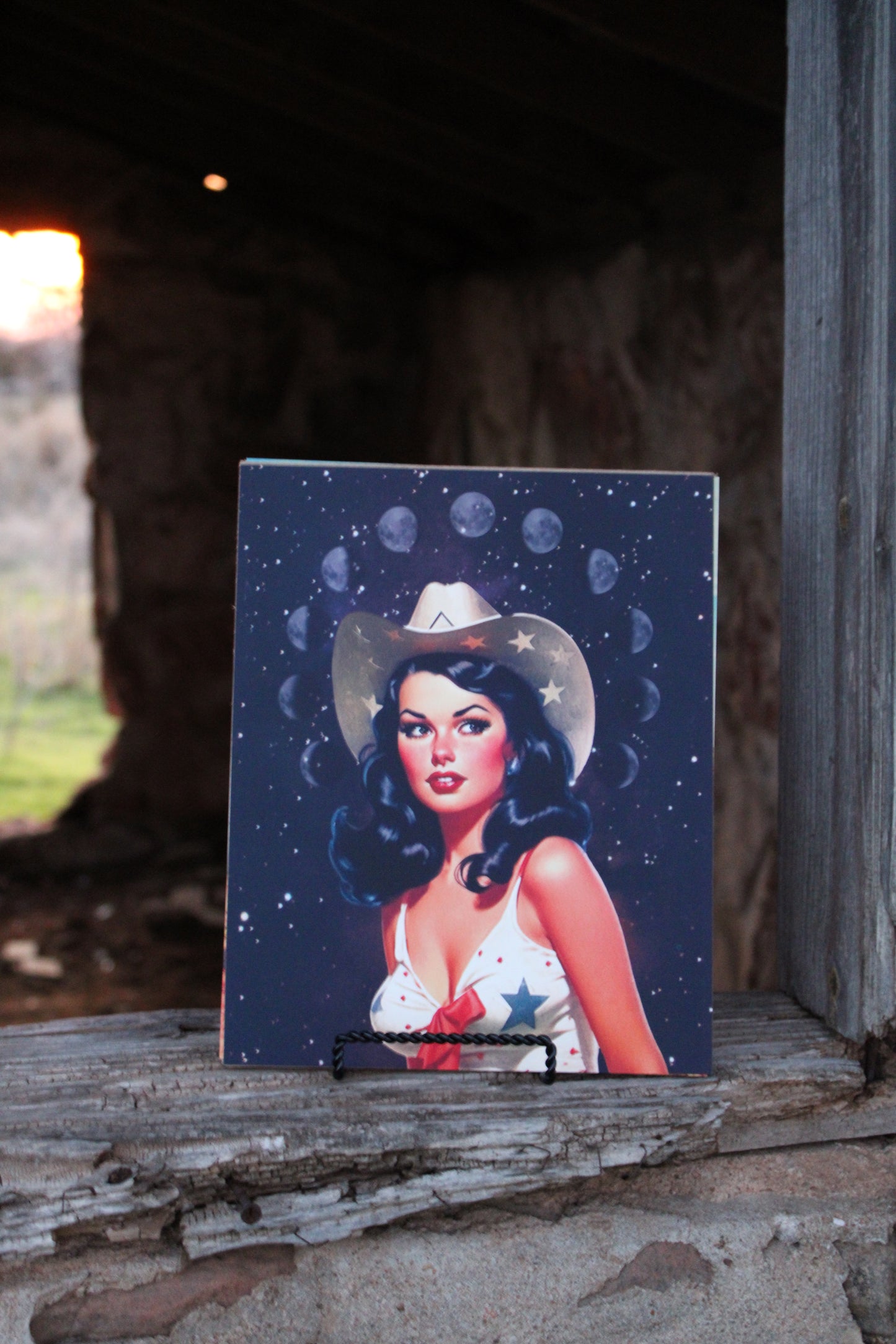 Retro Space Cowgirl Print