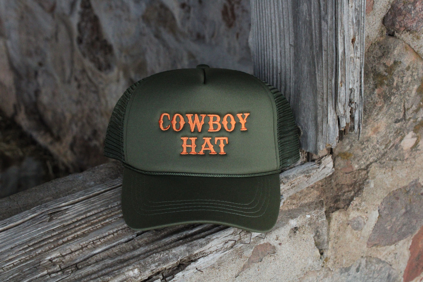 Cowboy Hat Trucker Cap in Black