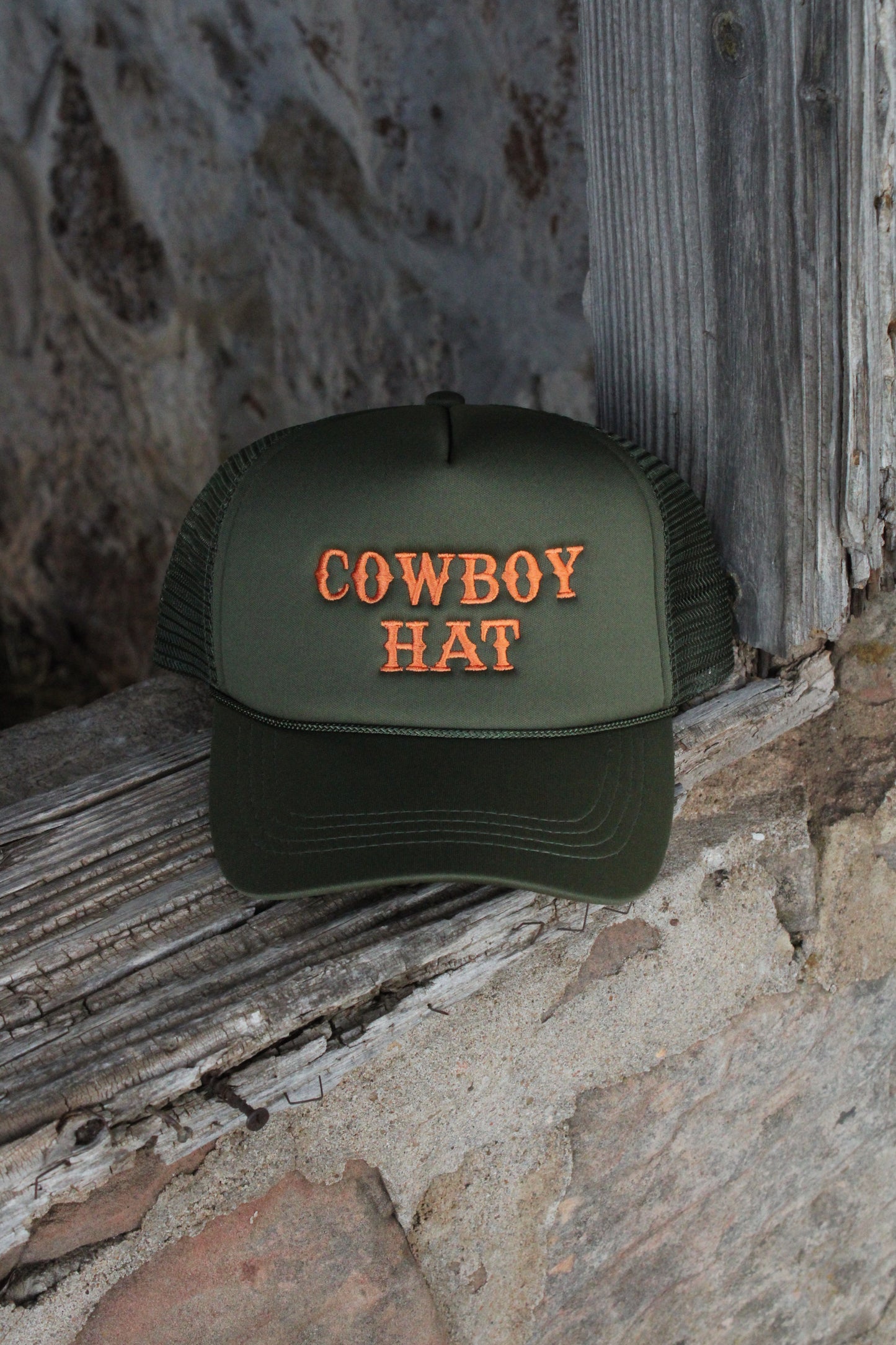 Cowboy Hat Trucker Cap in Black