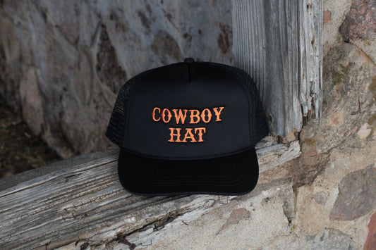 Cowboy Hat Trucker Cap in Black