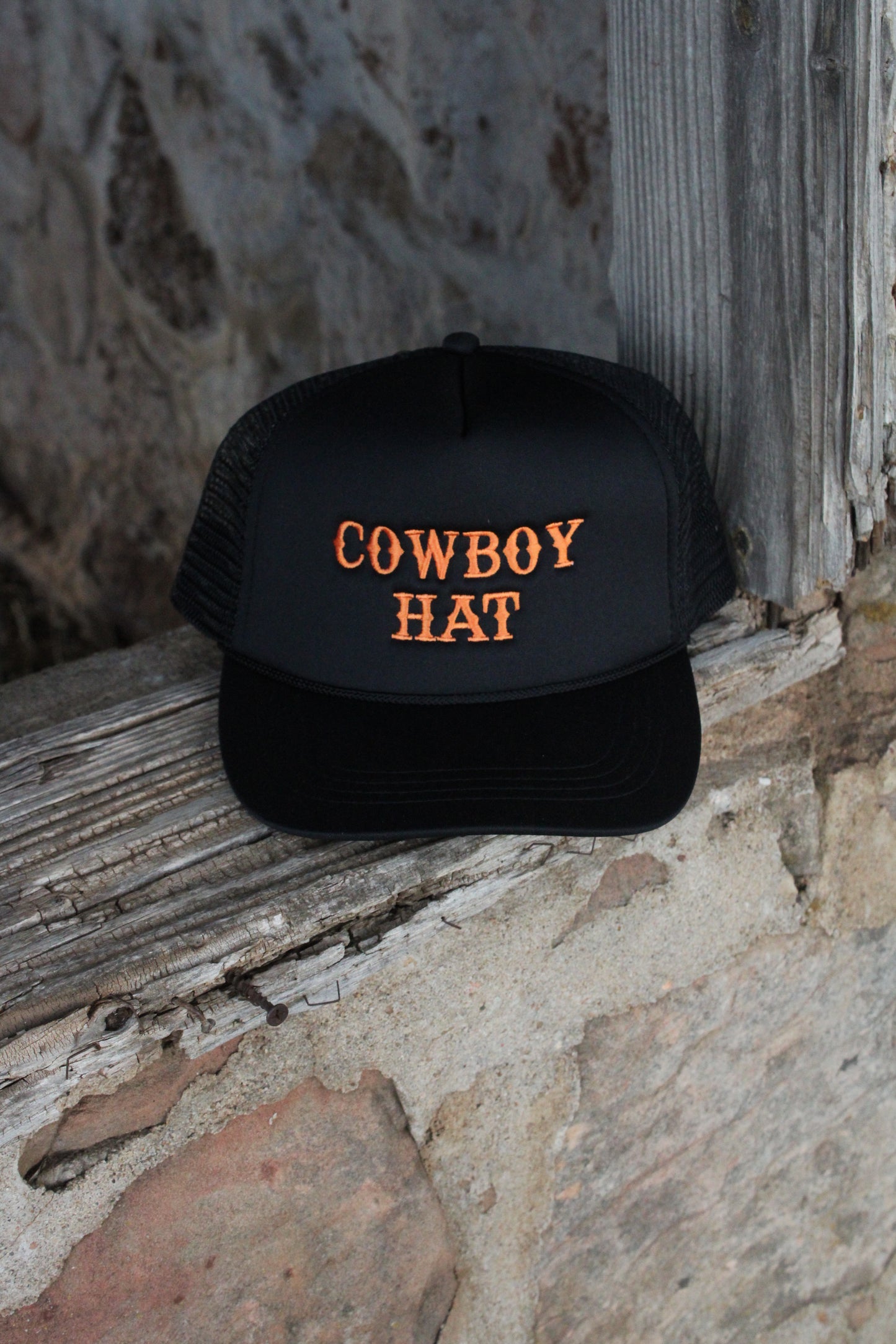 Cowboy Hat Trucker Cap in Black