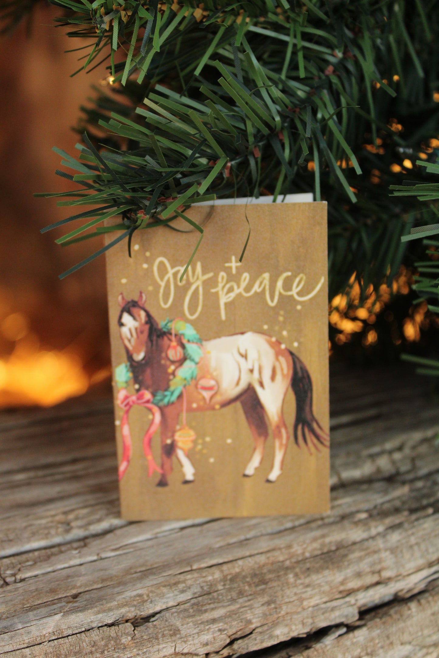 Tiny Western Holiday Christmas Card Set with Horse and Wreath