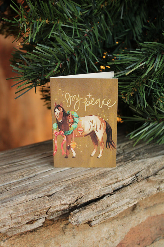 Tiny Western Holiday Christmas Card Set with Horse and Wreath